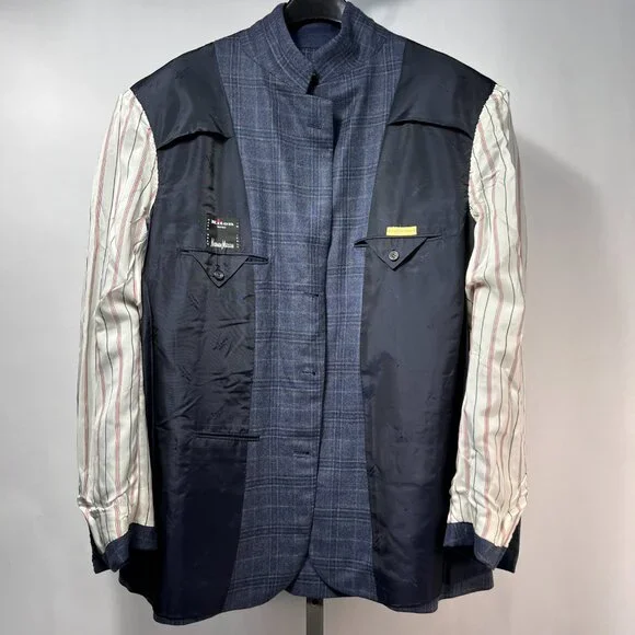 KITON 100% Cashmere Handmade in Italy Plaid Blue Sport Coat 48L - Picture 8 of 12